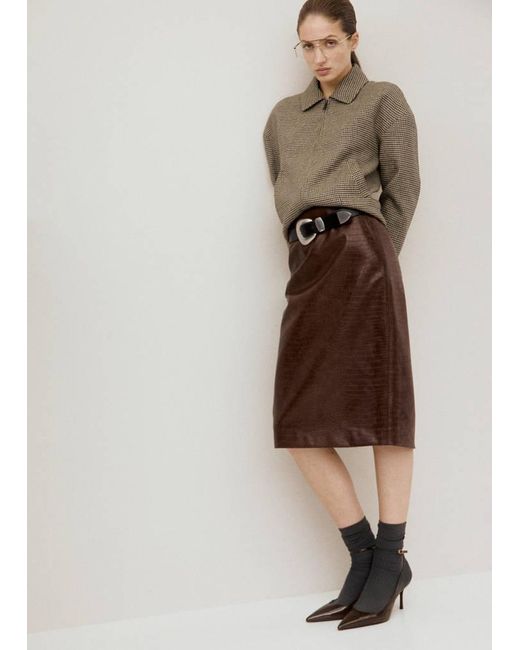 Mango Natural Houndstooth Jacket With Lapels