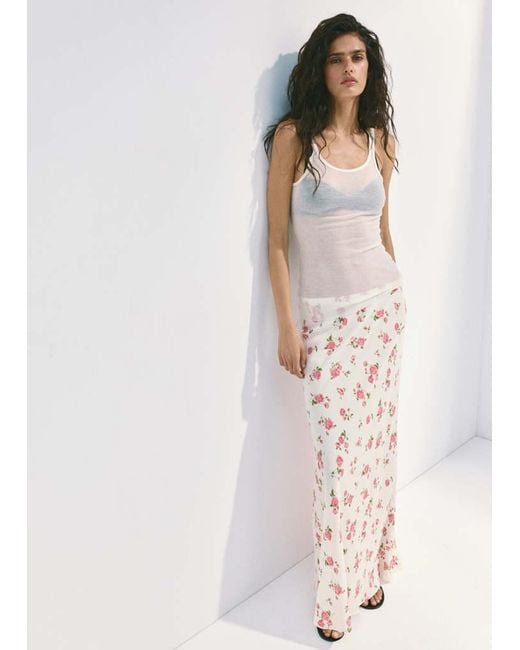 Mango Black Floral Print Maxi Skirt