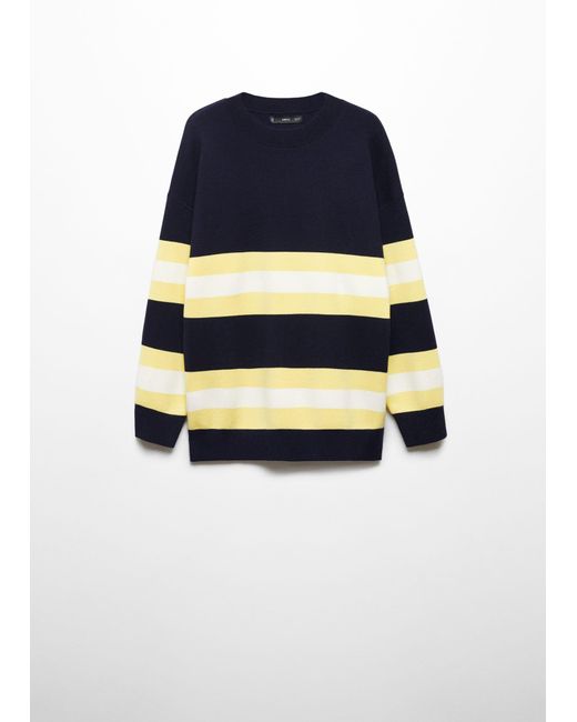 Mango Blue Striped Knit Sweater Dark