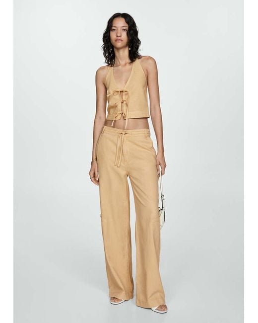 Mango Natural Bow Crop Top Sand