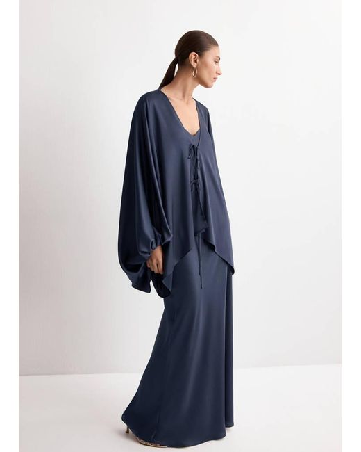 Mango Blue Puffed Sleeves Blouse