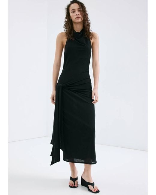 Mango Black Halter Tie Dress