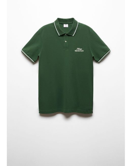 Mango Green 100% Embroidered Cotton Polo Shirt for men