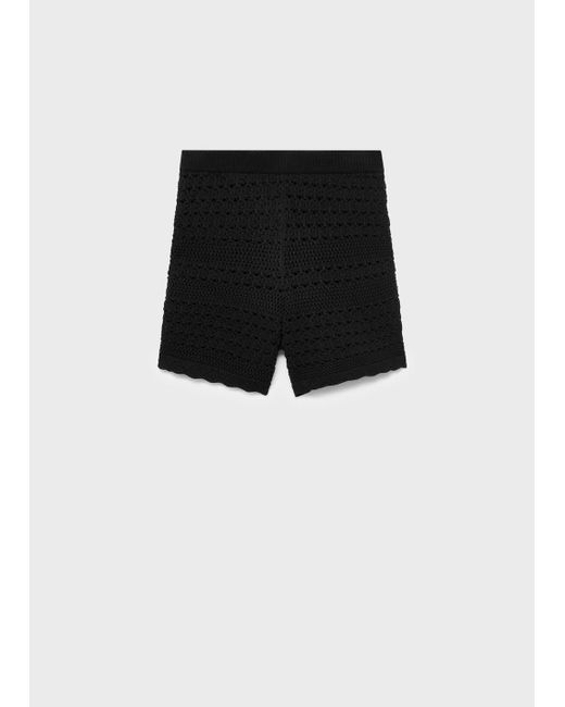 Mango Black Chunky-Knit Shorts
