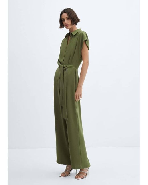 Mango Green Bow Long Jumpsuit