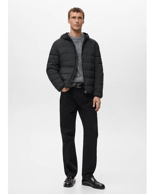 Mango Black Quilted Jacket With Down And Feather Filling for men