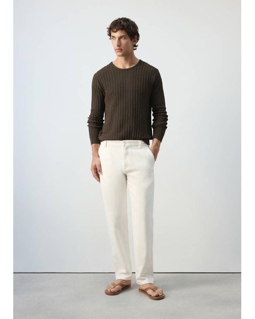 Mango White Relaxed Fit Jeans for men