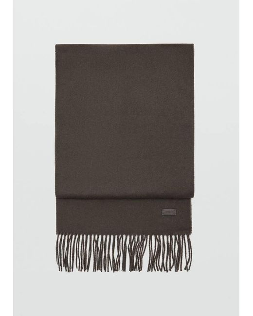 Mango Gray Plain Fringed Scarf for men