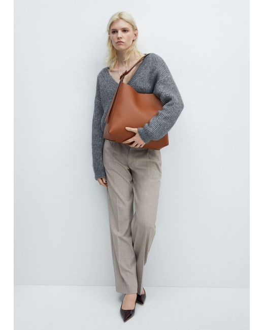 Mango Brown Shopper Bag With Buckle