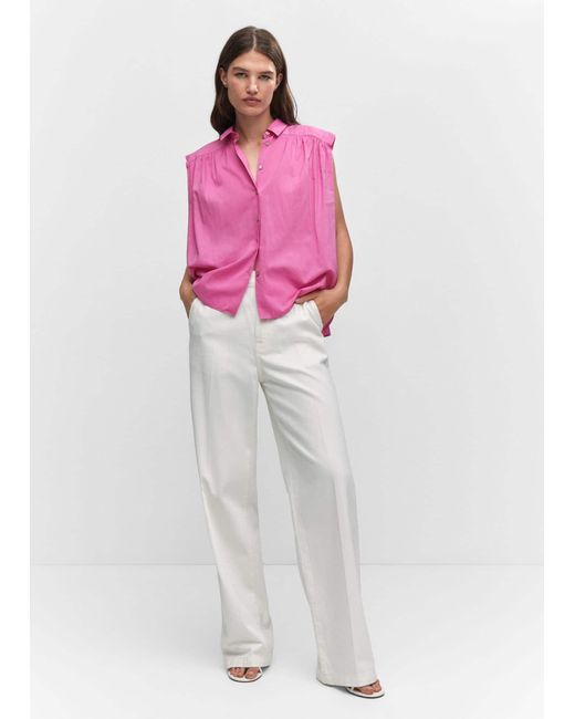 Mango Pink Sleeveless Button-down Shirt