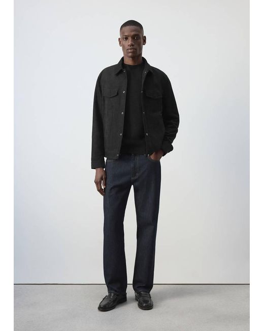 Mango Black Denim Jacket With A Shirt-Style Collar for men