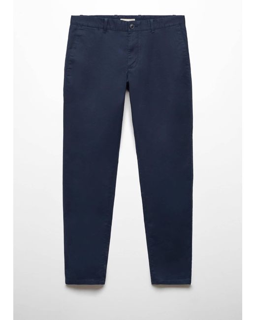 Mango Blue Slim Fit Serge Chino Trousers for men