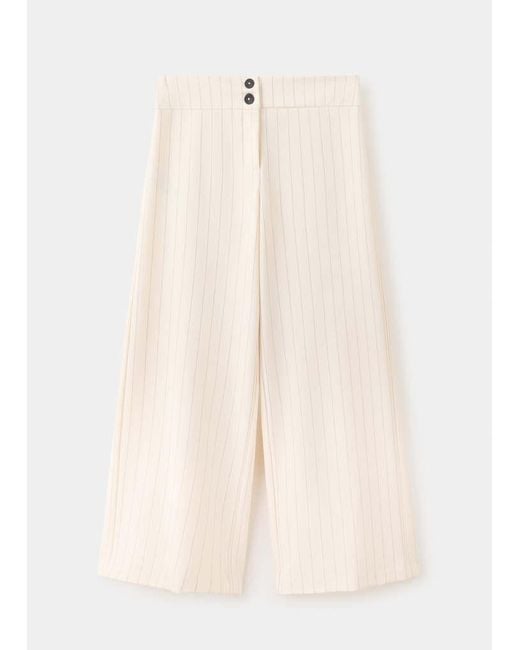 MANGO TEEN Natural Chalk-Stripe Straight Trousers