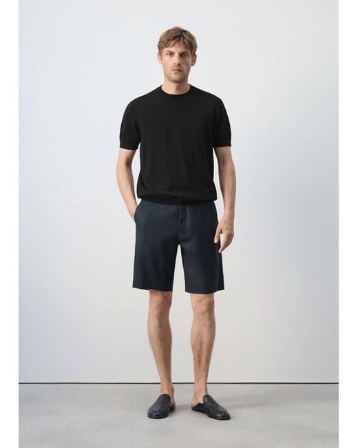 Mango Black 100% Cotton Fine Jersey T-Shirt for men