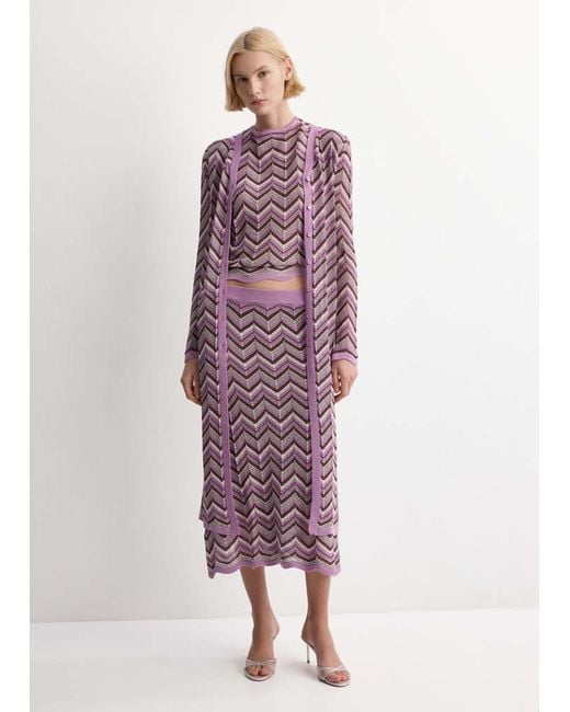 Mango Purple Knit Long Cardigan