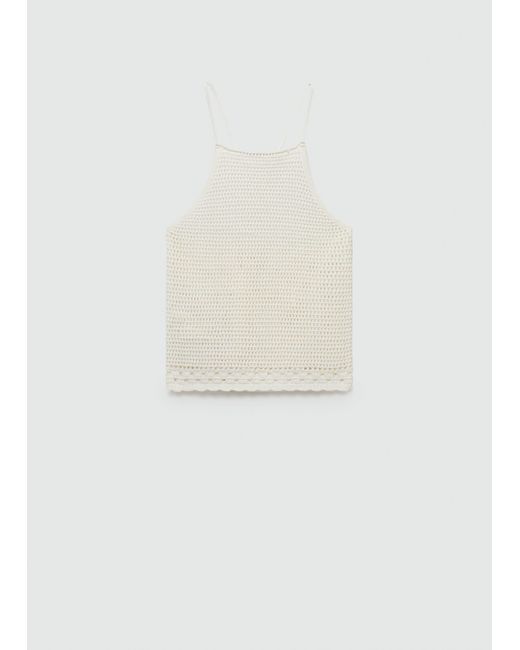 Mango White Crochet Knitted Top Off