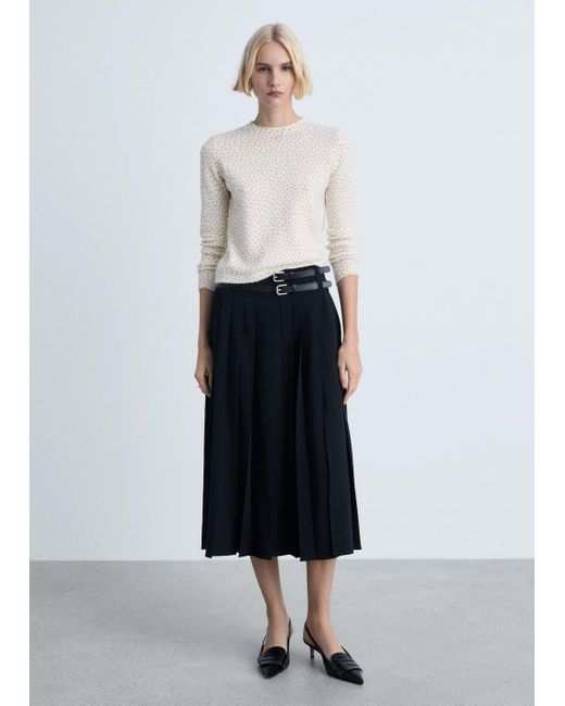 Mango White Polka-Dot Knitted Sweater