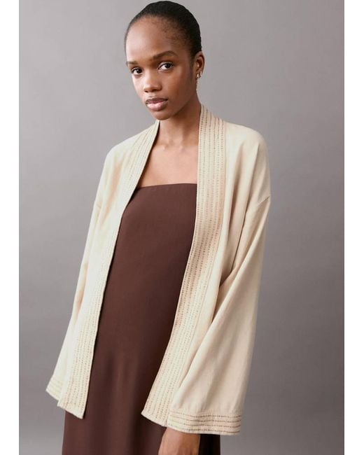 MANGO TEEN Brown Kimono-Style Jacket With Shimmer