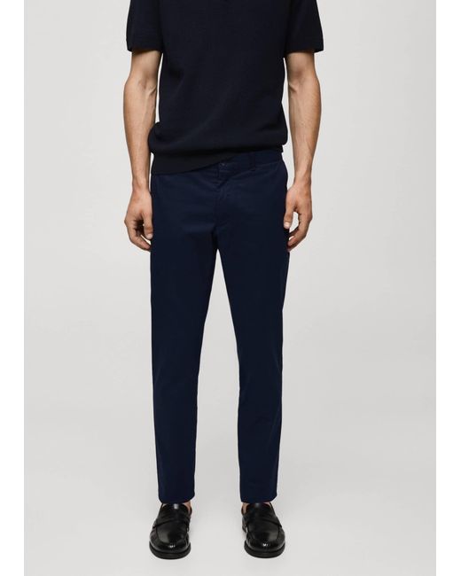 Mango Blue Slim Fit Serge Chino Trousers for men