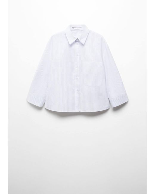 Mango White 100% Cotton Striped Shirt Sky