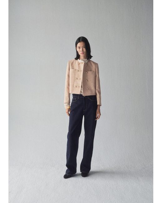 Mango Gray Double-Breasted Tweed Jacket