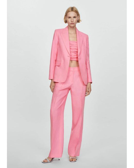 Mango Pink Blazer Suit 100% Linen