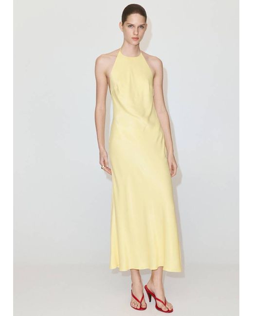 Mango Yellow Halter-Neck Open-Back Dress