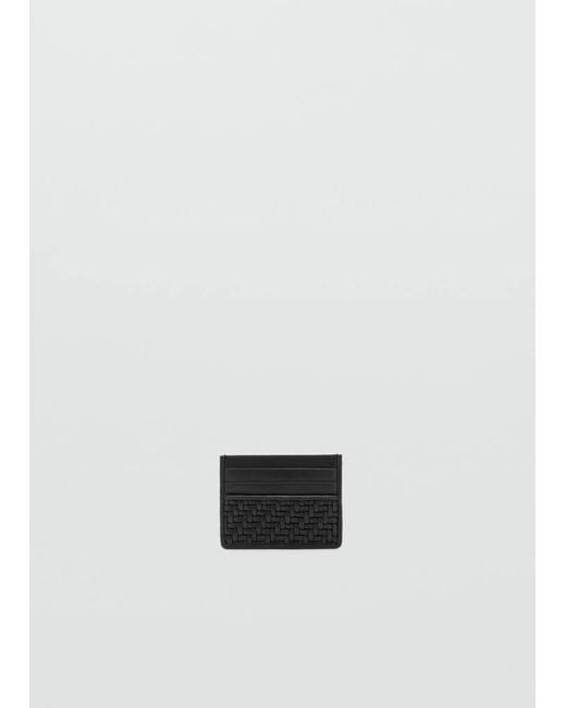 Mango White Braided Cardholder for men