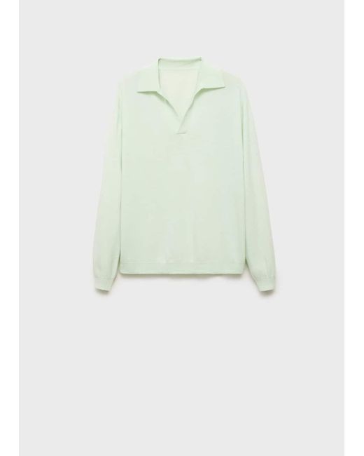 Mango White 100% Wool Polo-Neck Sweater