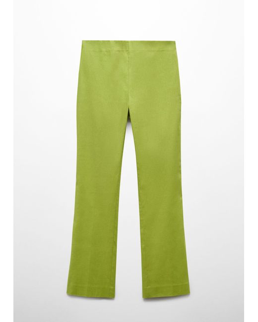 Mango Green Linen Flare Trousers