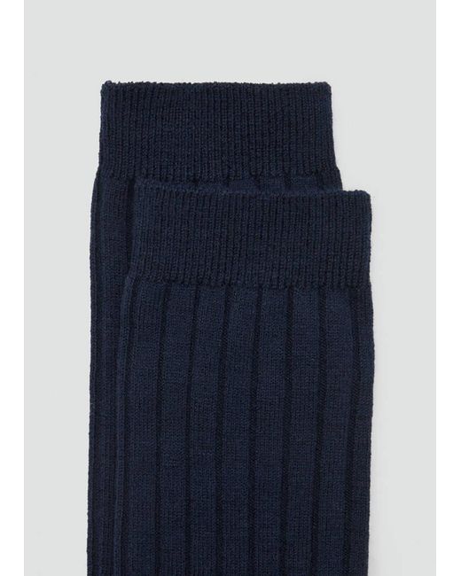 Mango Blue Ribbed Wool Blend Socks