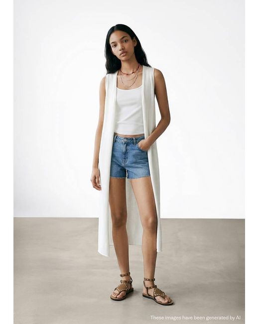 MANGO TEEN White Knit Long Cardigan
