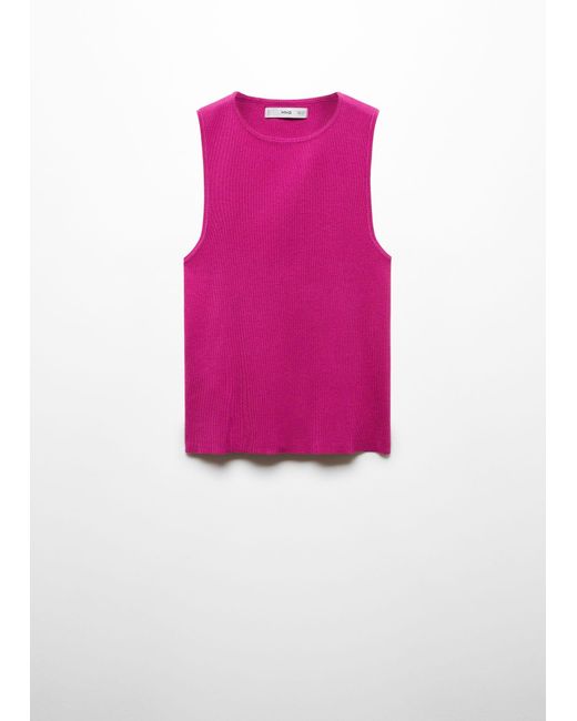 Mango Pink Knitted Top With Wide Straps