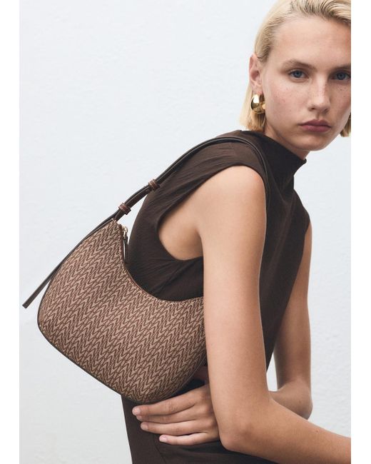Borsa A Spalla Logo Jacquard Cioccolato di Mango in Natural