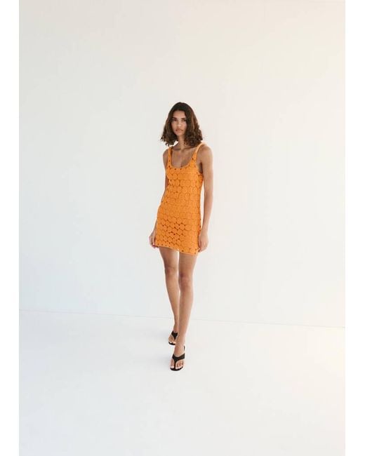 mango crochet dress with bow Mango cotton crochet tie front maxi dress in brown