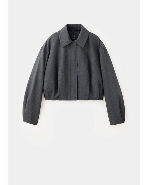 Mango Gray Pinstripe Bomber Jacket