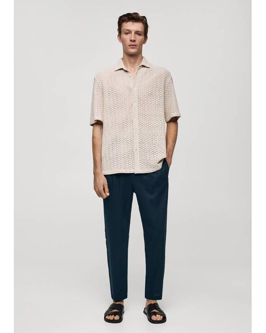 Mango Natural Slim-Fit Pants With Drawstring Dark for men