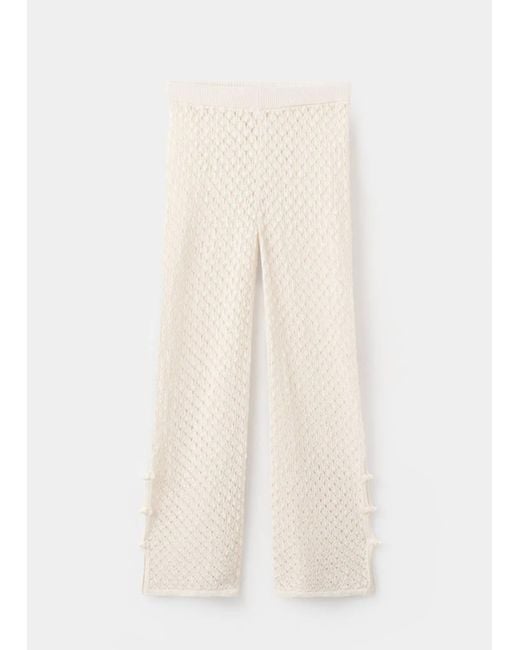 Mango Natural Crochet Trousers With Openings