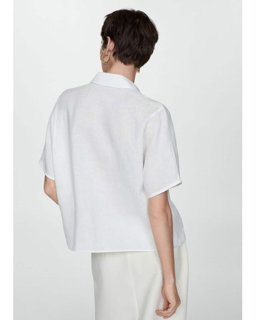 Mango White Linen 100% Shirt