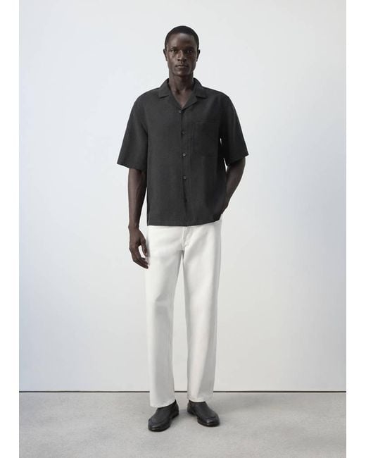 Mango Black Modal Blend Shirt With Pocket for men