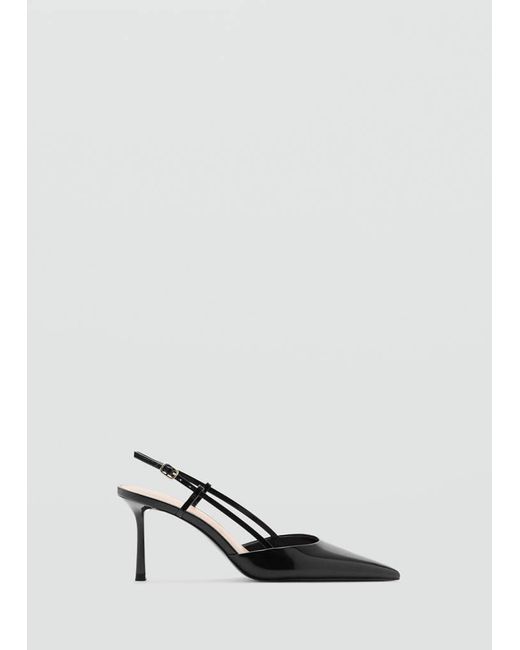 Mango White Pointed-Toe Leather Heeled Shoes