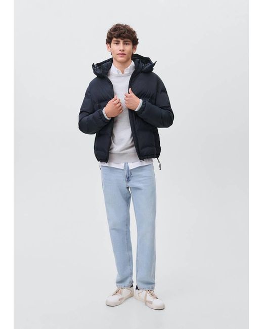 MANGO TEEN Blue Hood Puffer Coat for men