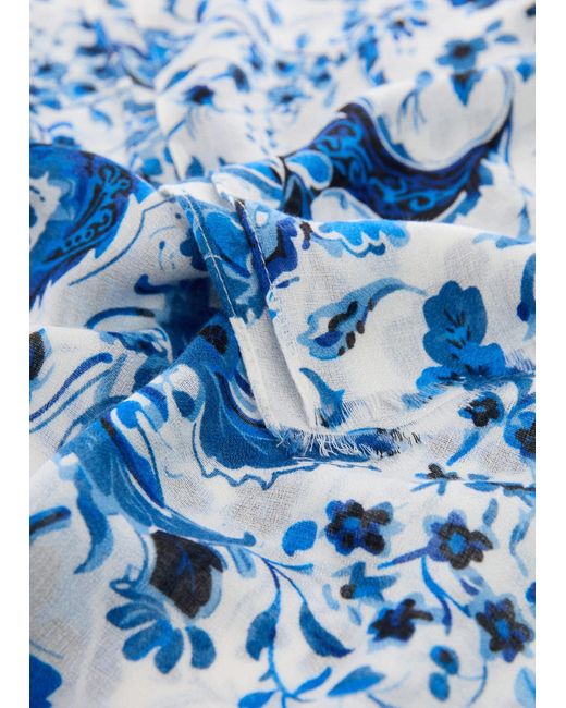 Mango Blue Floral Print Scarf