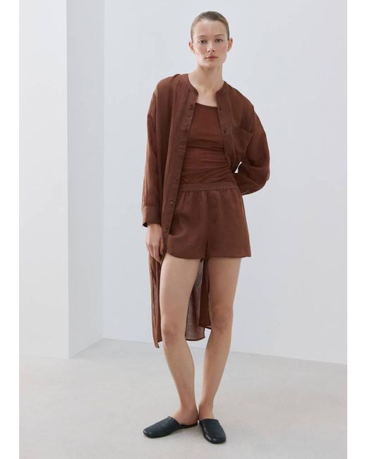 Mango Brown Ramie Shorts