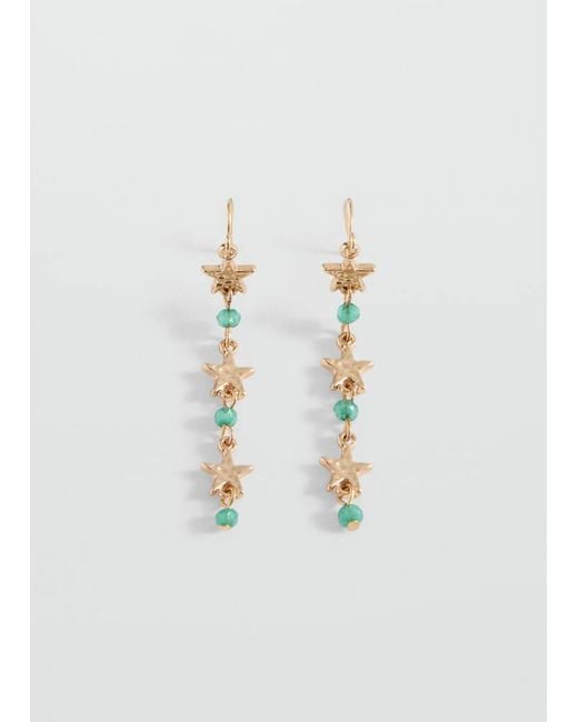 MANGO TEEN White Long Star Earrings