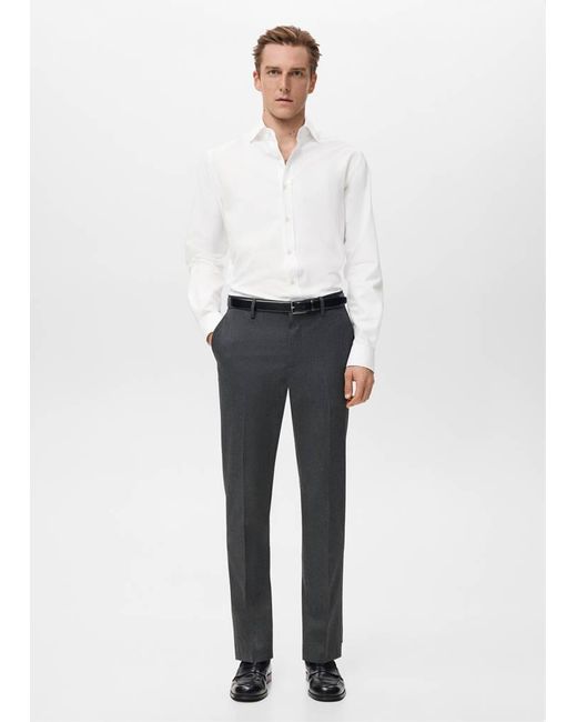Mango White 100% Cotton Slim-Fit Shirt for men