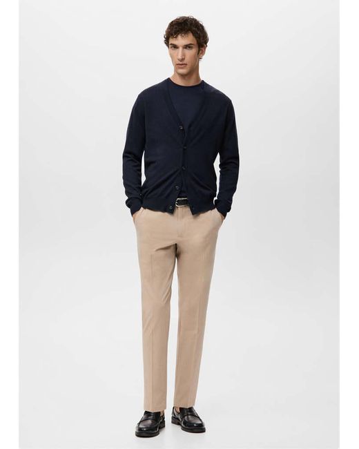 Mango Blue 100% Merino Wool Cardigan for men