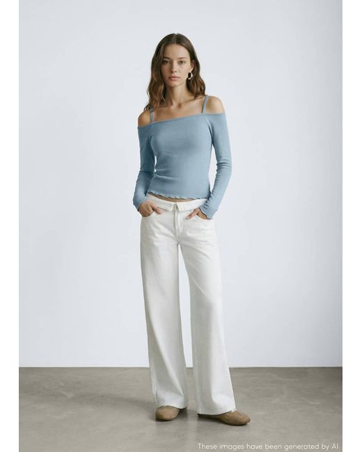 MANGO TEEN White Strapless Top