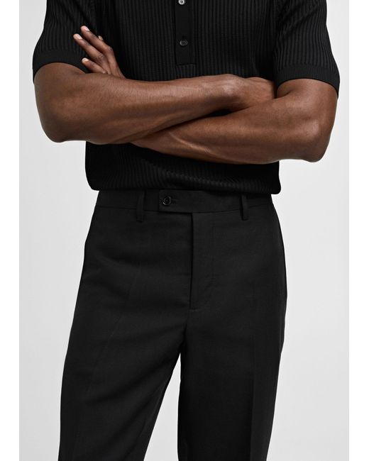 Mango Black Linen Lyocell Suit Trousers for men