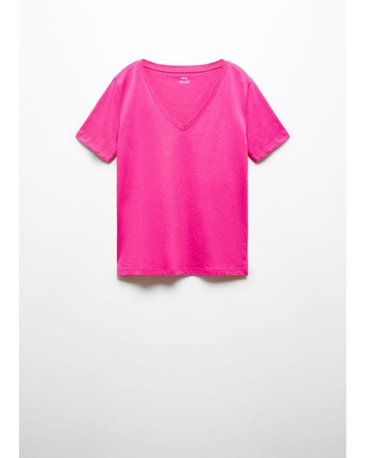 Mango Pink 100% Cotton V-neck T-shirt